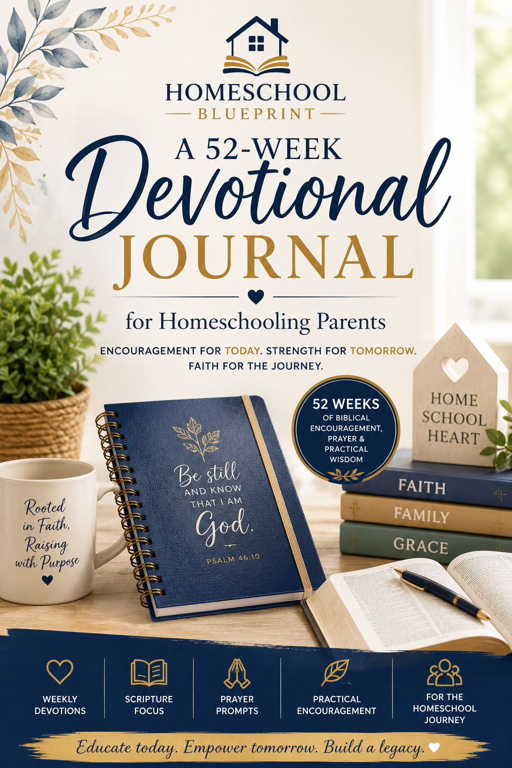 Rooted at Home 52-Week Devotional Journal for Homeschooling Parents